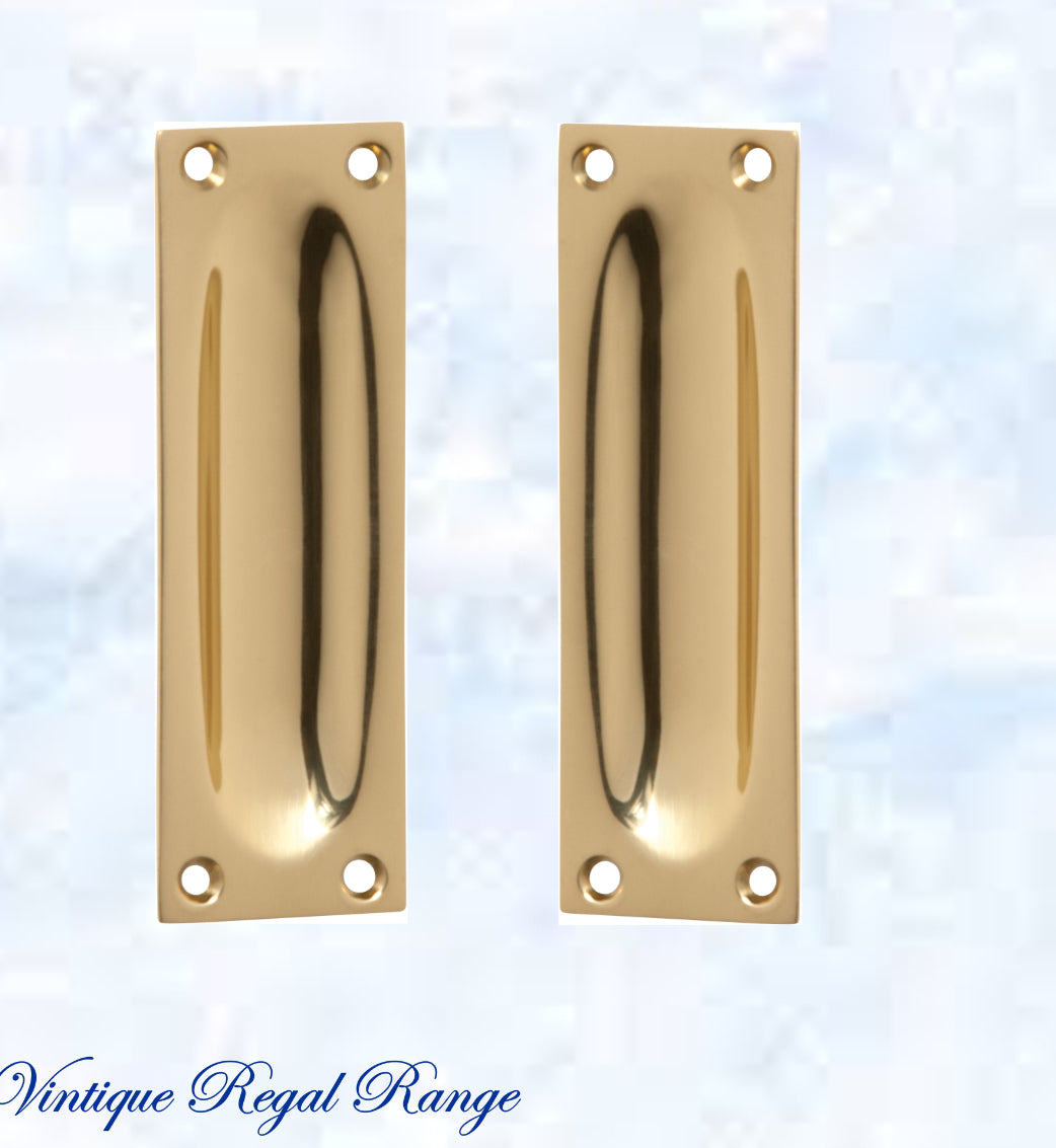 Classico Polished Brass Flush Pull door handle 88mm x 28mm-Vintique Concepts