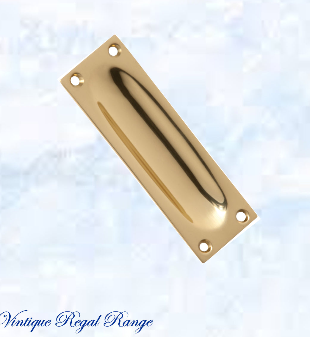 Classico Polished Brass Flush Pull door handle 88mm x 28mm-Vintique Concepts