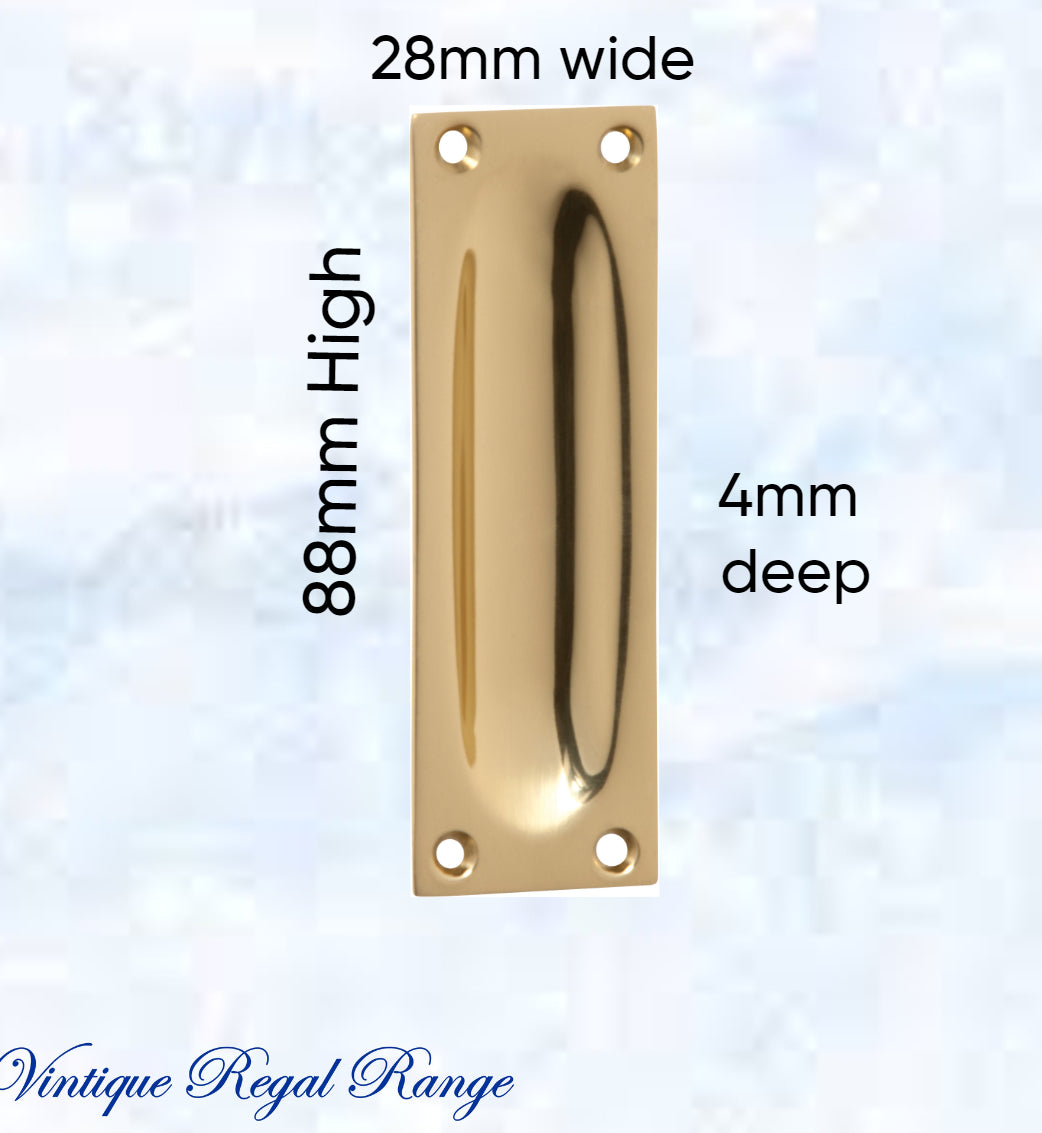 Classico Polished Brass Flush Pull door handle 88mm x 28mm-Vintique Concepts