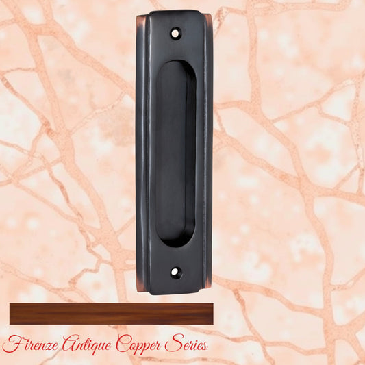 Art Deco Antiqued Copper Flush Pull door handle  150mm x 43mm-Vintique Concepts