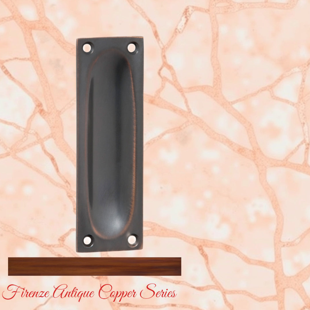 Classico Antiqued Copper Flush Pull door handle 88mm x 28mm-Vintique Concepts