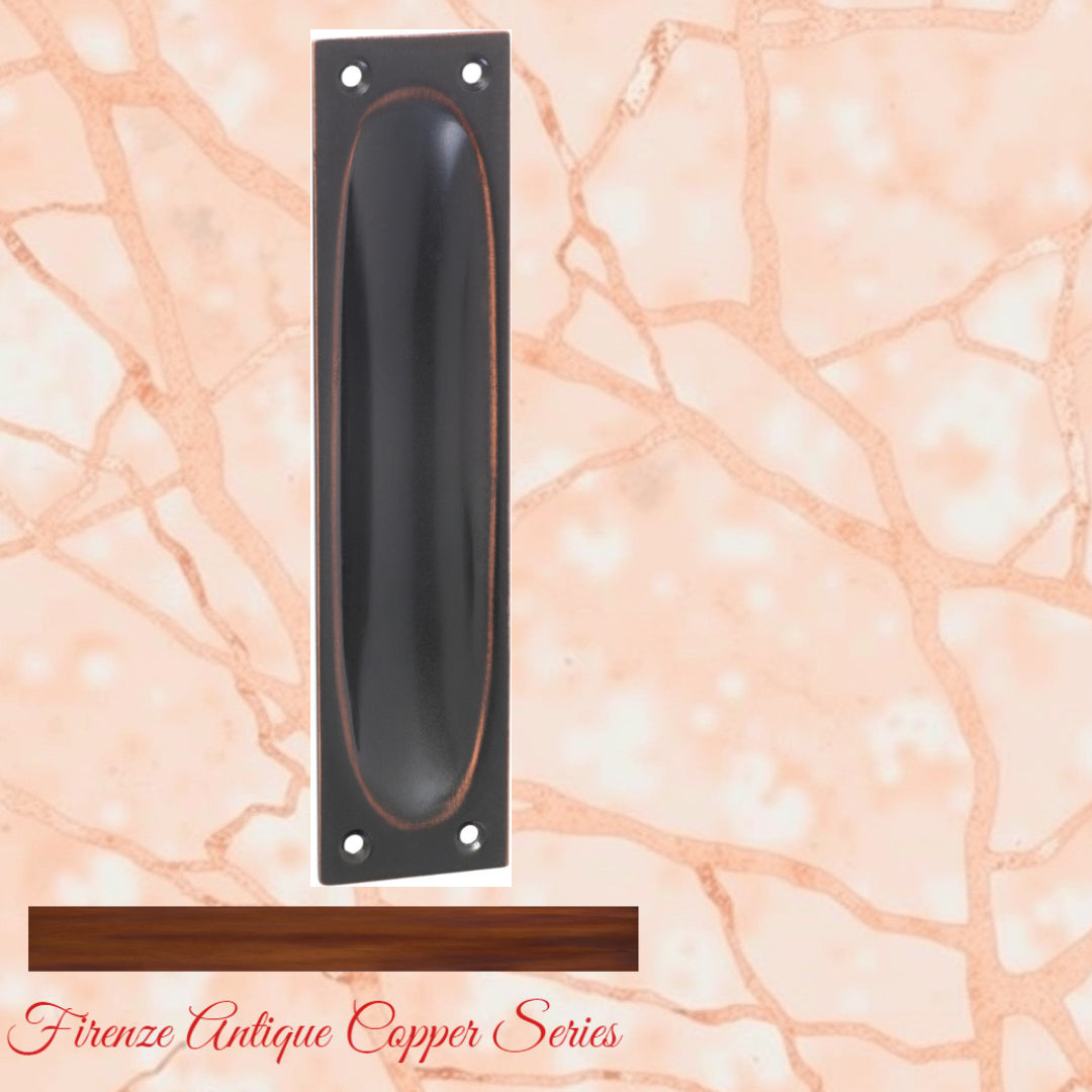 Classico Antiqued Copper Flush Pull door handle 140mm x 32mm-Vintique Concepts