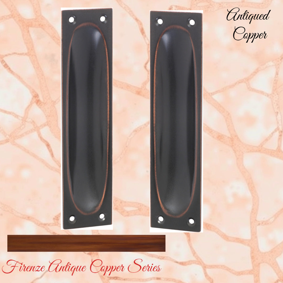 Classico Antiqued Copper Flush Pull door handle 140mm x 32mm-Vintique Concepts