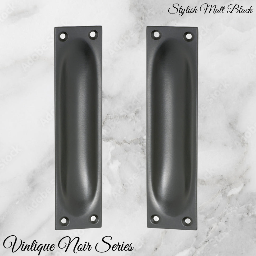 Classico Matt Black Flush Pull door handle 140mm x 32mm-Vintique Concepts