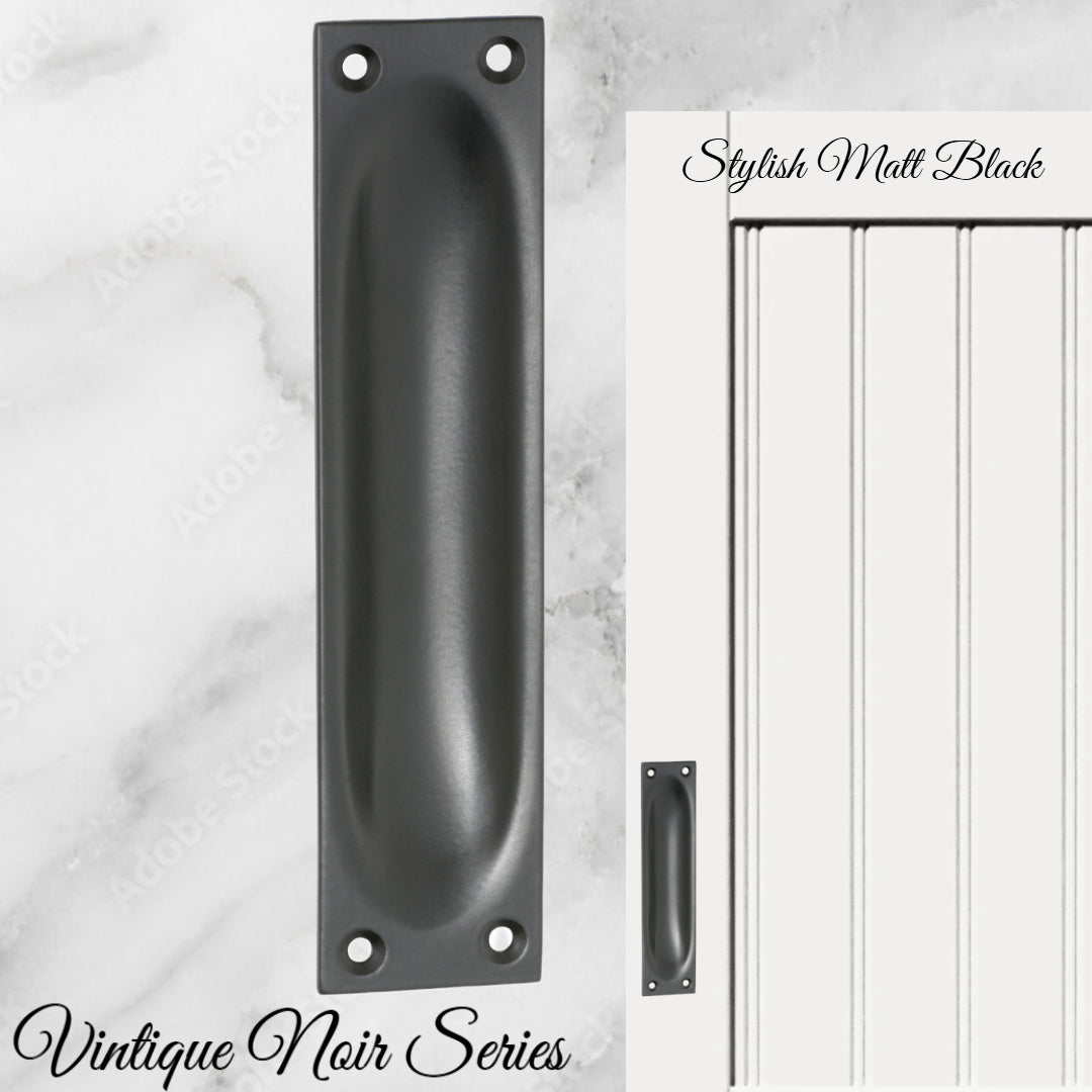 Classico Matt Black Flush Pull door handle 140mm x 32mm-Vintique Concepts