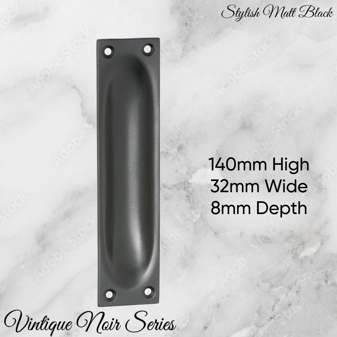 Classico Matt Black Flush Pull door handle 140mm x 32mm-Vintique Concepts