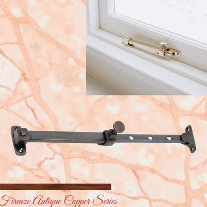 Antiqued Copper Telescopic window stay 200mm - 295mm Pin Type-Vintique Concepts