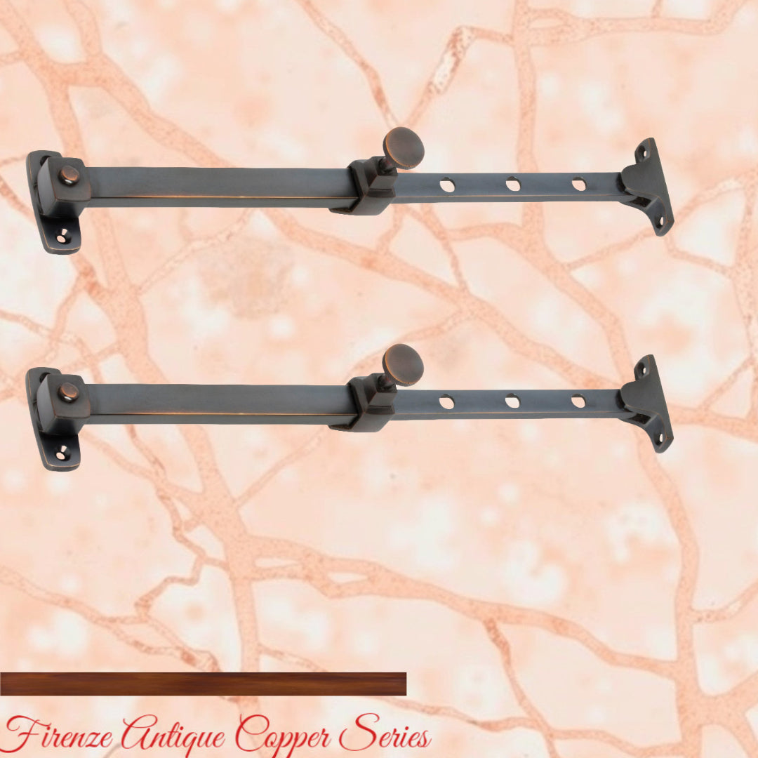 Antiqued Copper Telescopic window stay 200mm - 295mm Pin Type-Vintique Concepts