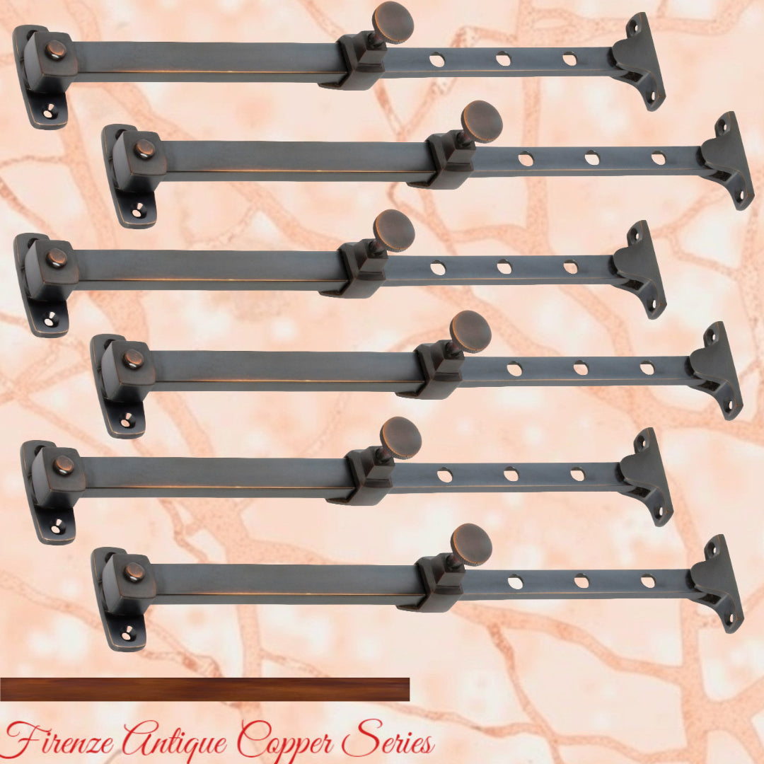 Antiqued Copper Telescopic window stay 200mm - 295mm Pin Type-Vintique Concepts