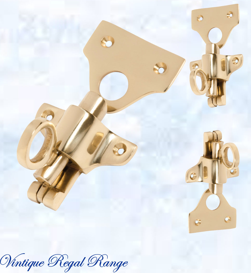 Regal Polished Brass Fanlight Catch 57mm x 50mm