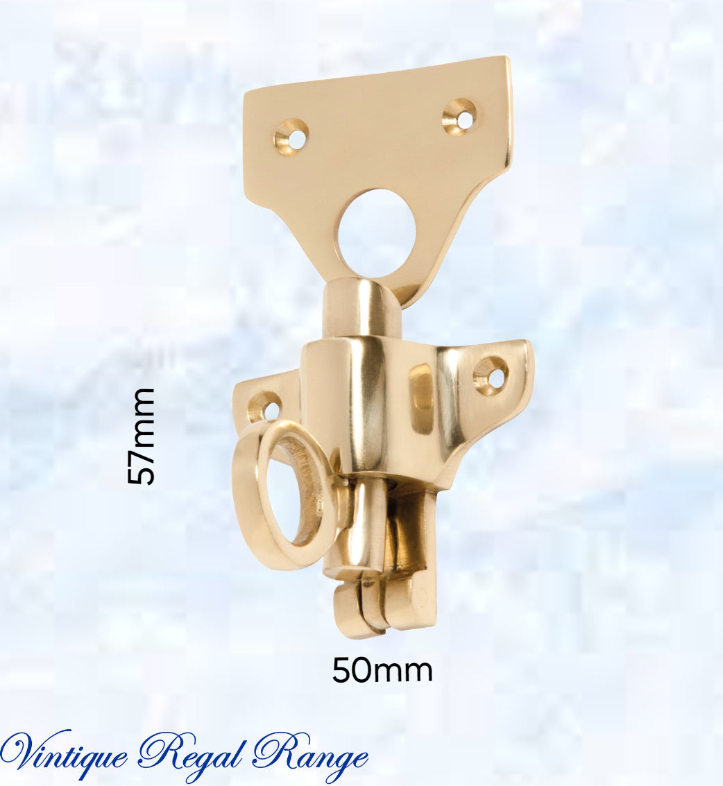 Regal Polished Brass Fanlight Catch 57mm x 50mm