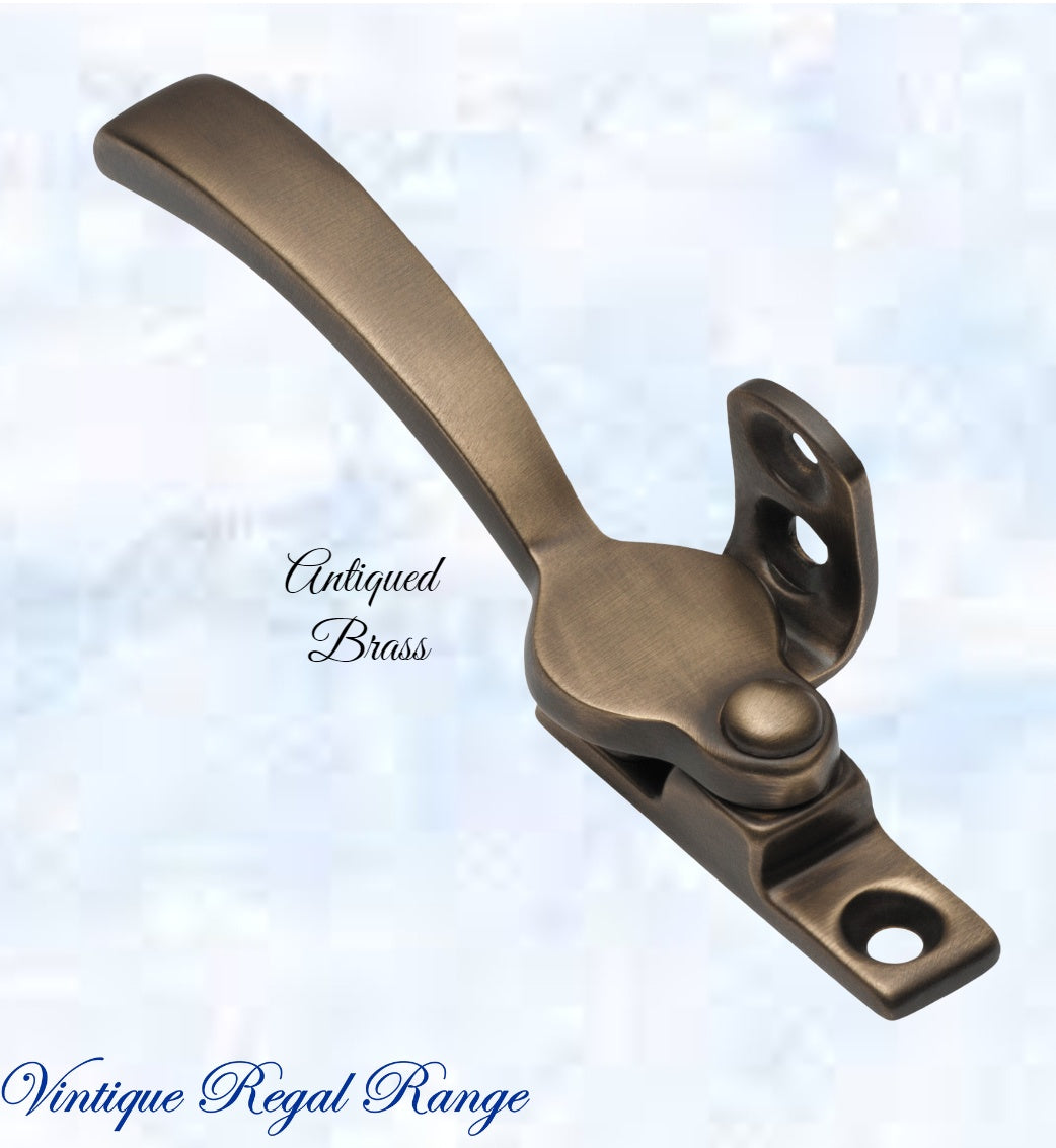 Regal Antiqued Brass Wedge window fastener 90 x 20mm-Vintique Concepts