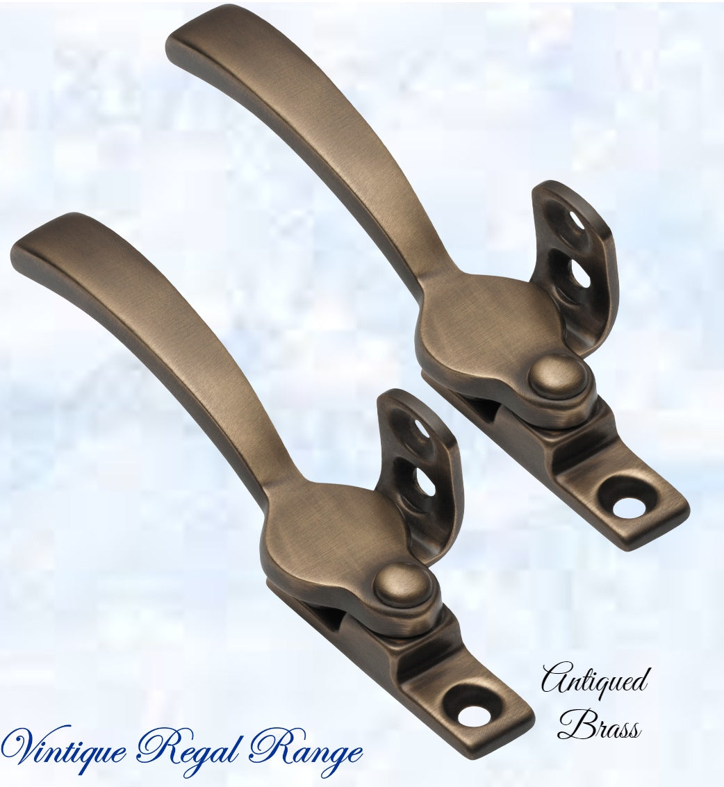 Regal Antiqued Brass Wedge window fastener 90 x 20mm-Vintique Concepts