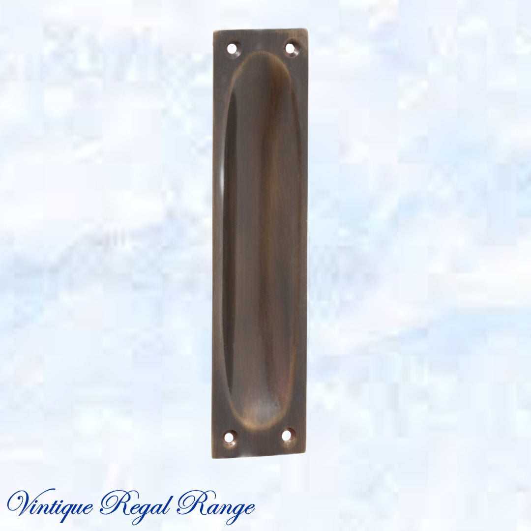 Classico Antiqued Brass Flush Pull door handle 140mm x 32mm-Vintique Concepts