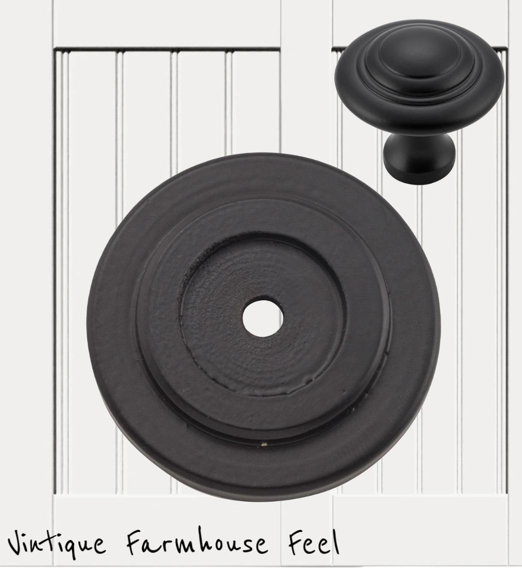 Farmhouse Satin Black Iron Ringed Knob (3 sizes)-Vintique Concepts