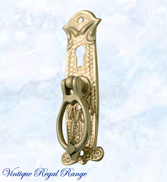 Regal Keyhole Drop Ring Polished Brass Drawer handle-Vintique Concepts