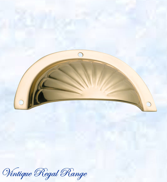 Regal Polished Brass Classico Fluted Cup Drawer pull-Vintique Concepts