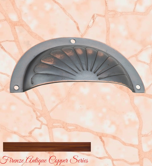 Regal Antiqued Copper Classico Fluted Cup Drawer pull-Vintique Concepts