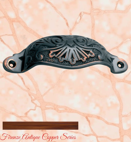 Regal Antiqued Copper Victoria's Ornate Cup Drawer pull 110mm Long-Vintique Concepts