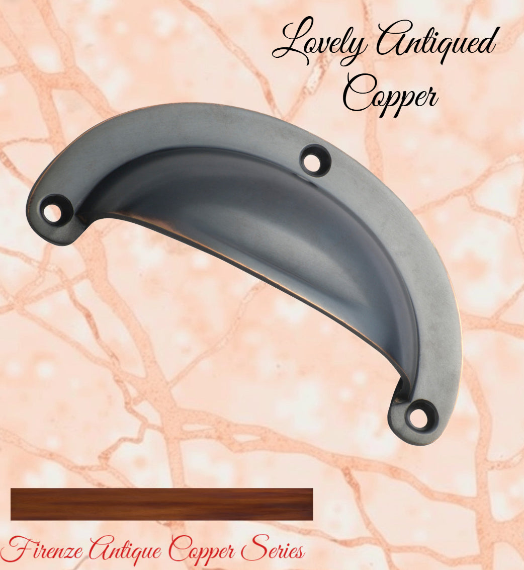 Regal Antiqued Copper Classico Teardrop Cup Drawer pull-Vintique Concepts