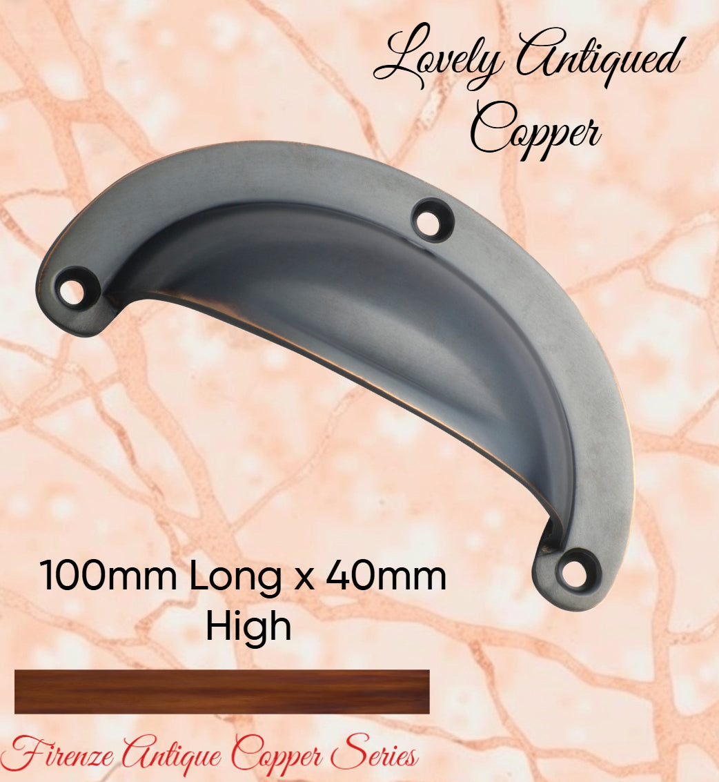 Regal Antiqued Copper Classico Teardrop Cup Drawer pull-Vintique Concepts