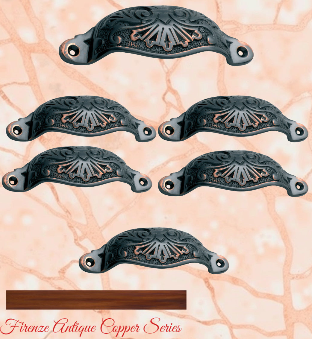 Regal Antiqued Copper Victoria's Ornate Cup Drawer pull 110mm Long-Vintique Concepts