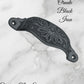 Rustic Black Iron Victoria's Ornate Cup Drawer pull 110mm Long-Vintique Concepts