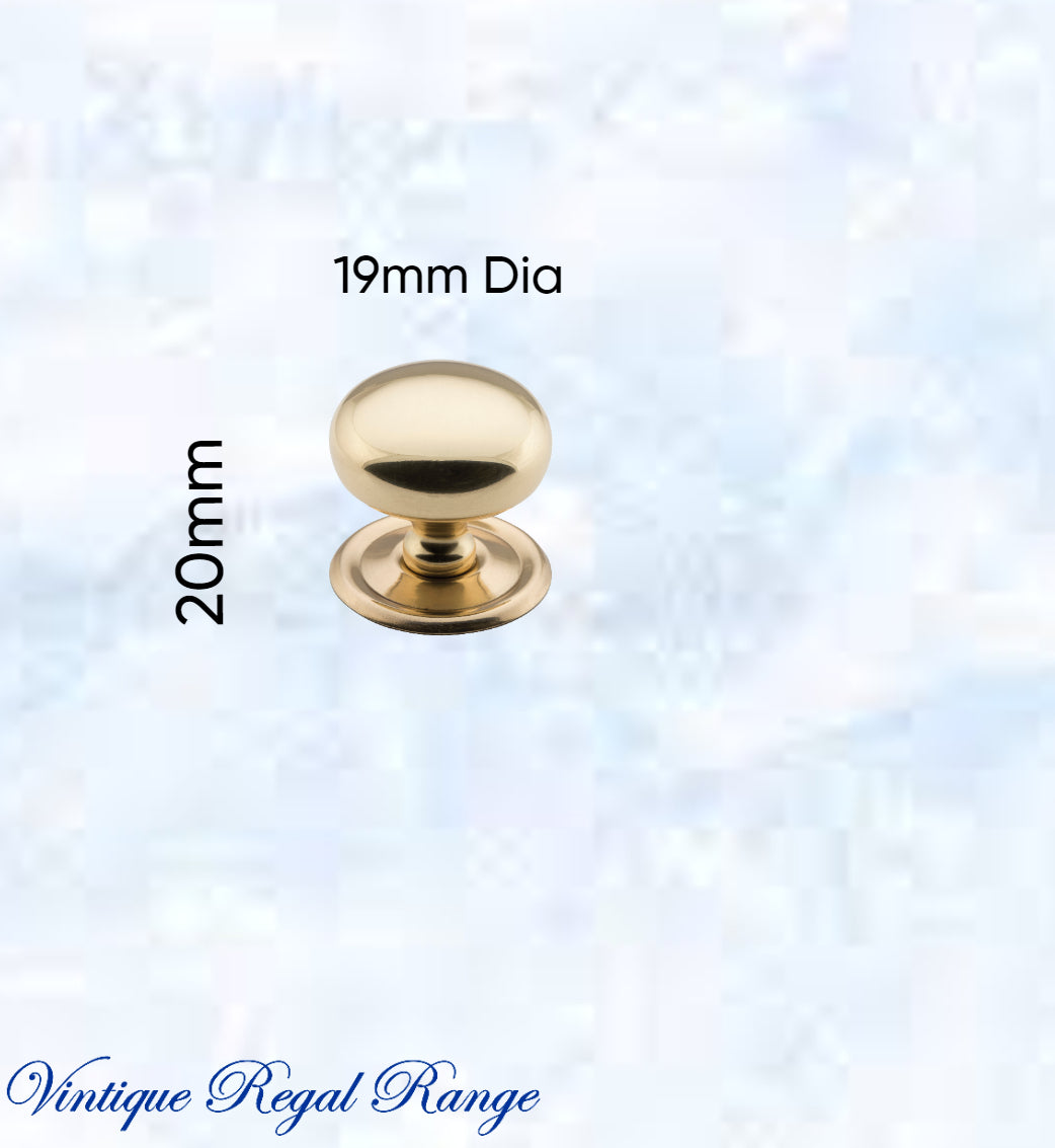 Regal Classico Solid Polished Brass Cabinet knob (4 sizes)-Vintique Concepts