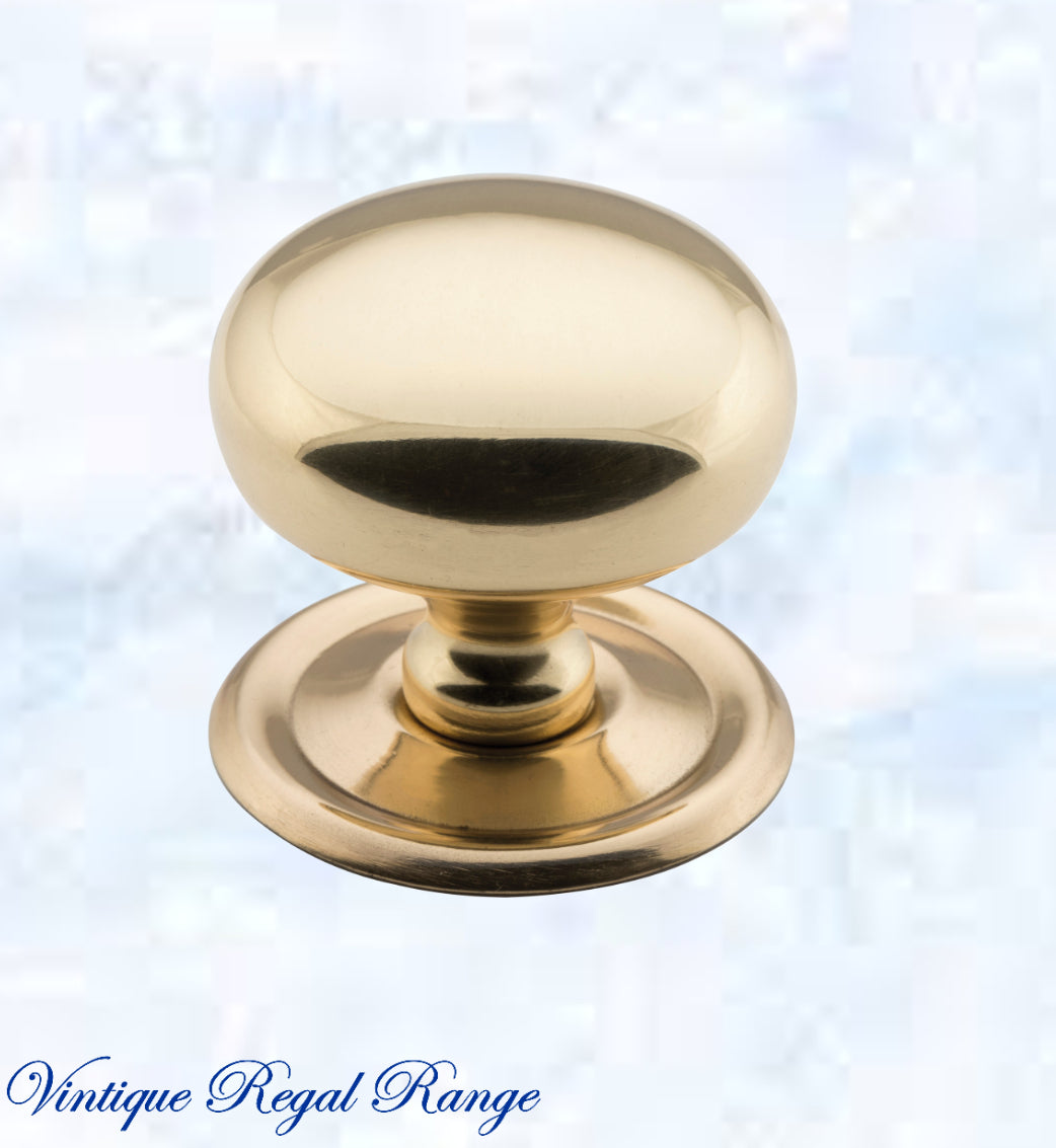 Regal Classico Solid Polished Brass Cabinet knob (4 sizes)-Vintique Concepts