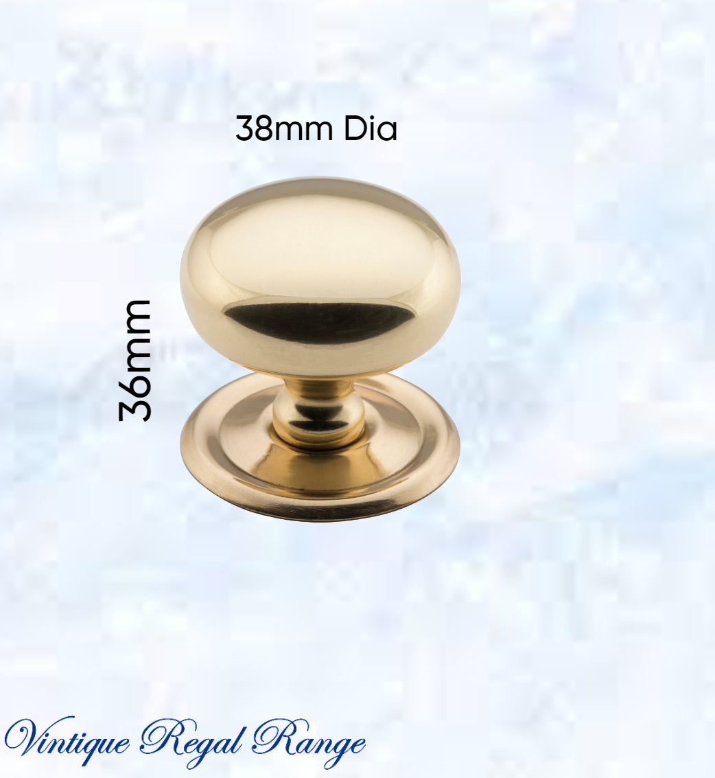 Regal Classico Solid Polished Brass Cabinet knob (4 sizes)-Vintique Concepts