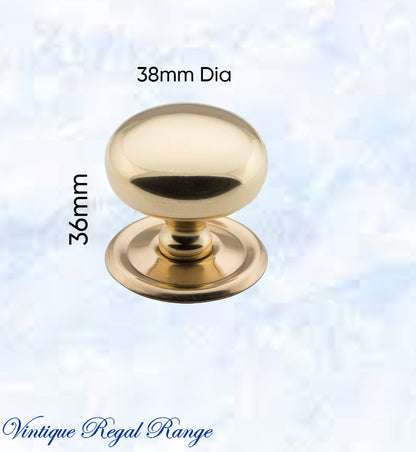 Regal Classico Solid Polished Brass Cabinet knob (4 sizes)-Vintique Concepts