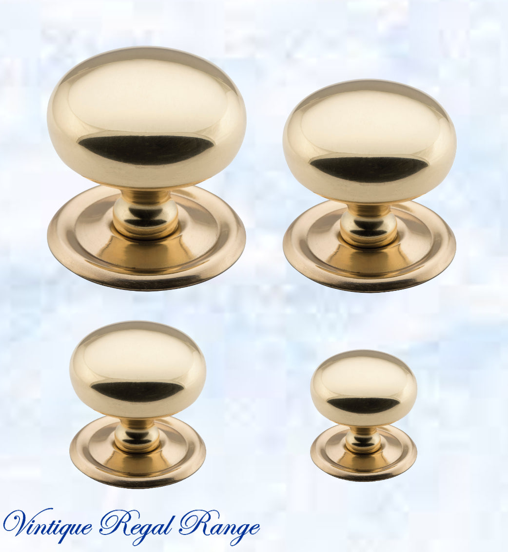 Regal Classico Solid Polished Brass Cabinet knob (4 sizes)-Vintique Concepts