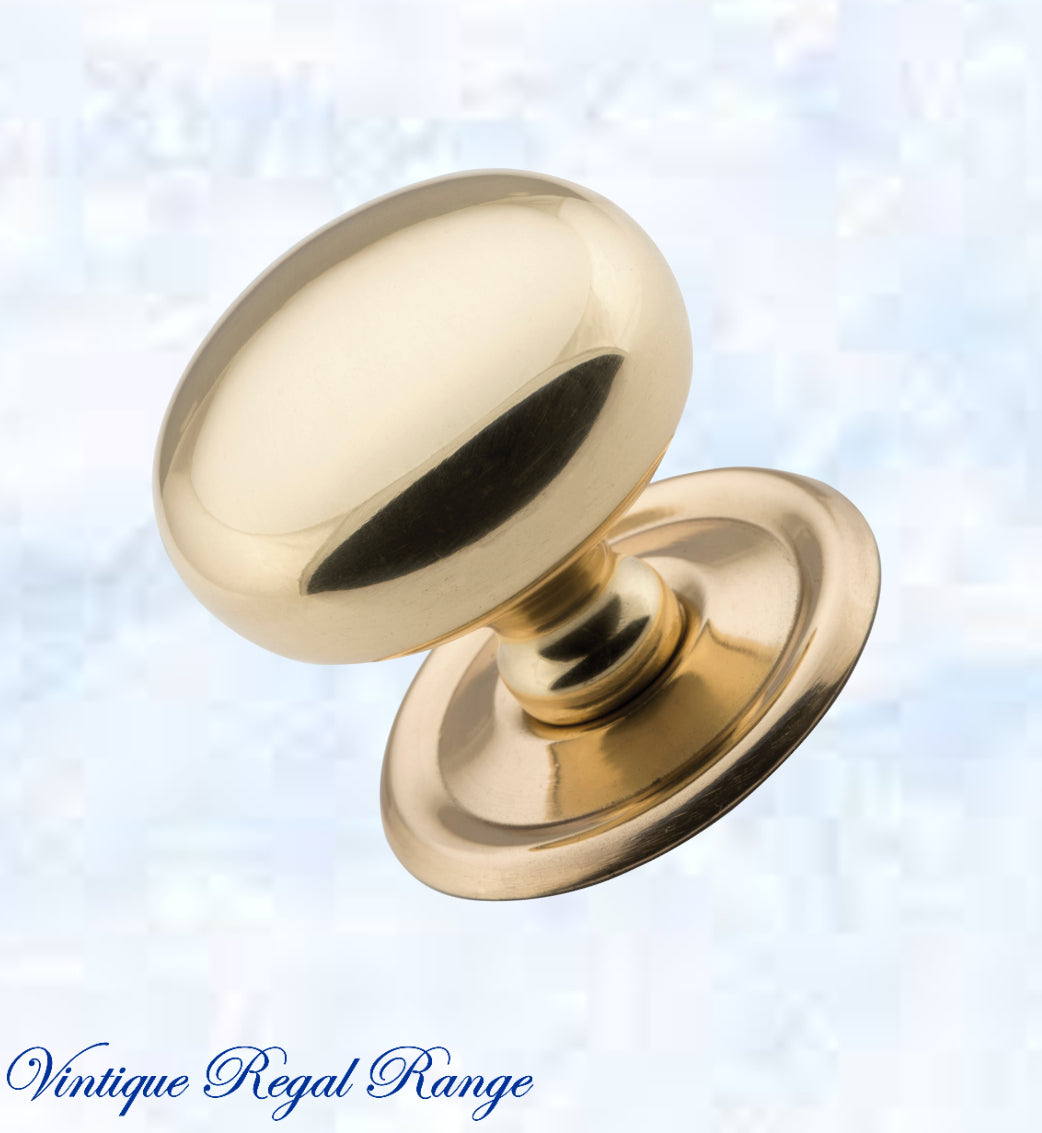 Regal Classico Solid Polished Brass Cabinet knob (4 sizes)-Vintique Concepts