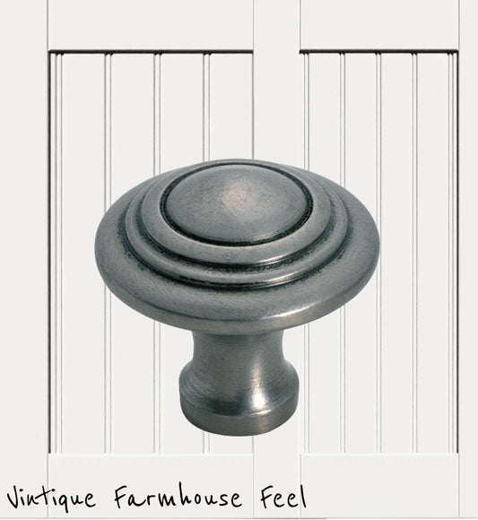 Farmhouse Polished Iron Ringed Knob (3 sizes)-Vintique Concepts