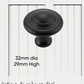 Farmhouse Satin Black Iron Ringed Knob (3 sizes)-Vintique Concepts