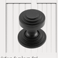 Farmhouse Satin Black Iron Circle Steps Knob with backplate-Vintique Concepts