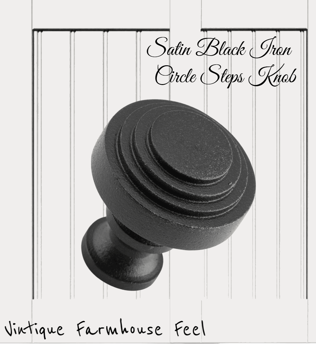 Farmhouse Satin Black Iron Circle Steps Knob  30mm dia-Vintique Concepts