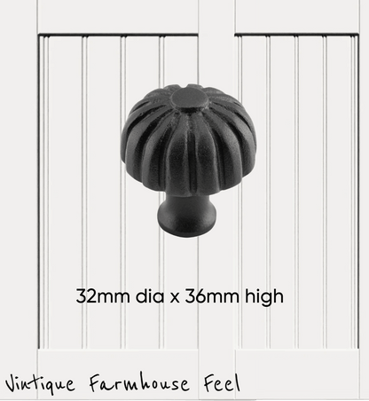 Farmhouse Satin Black Iron Pumpkin Knob (2 sizes)-Vintique Concepts