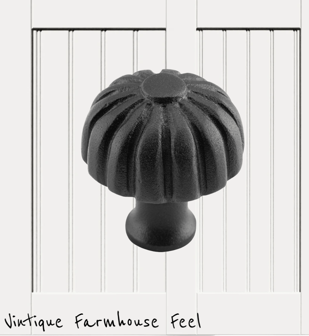 Farmhouse Satin Black Iron Pumpkin Knob (2 sizes)-Vintique Concepts