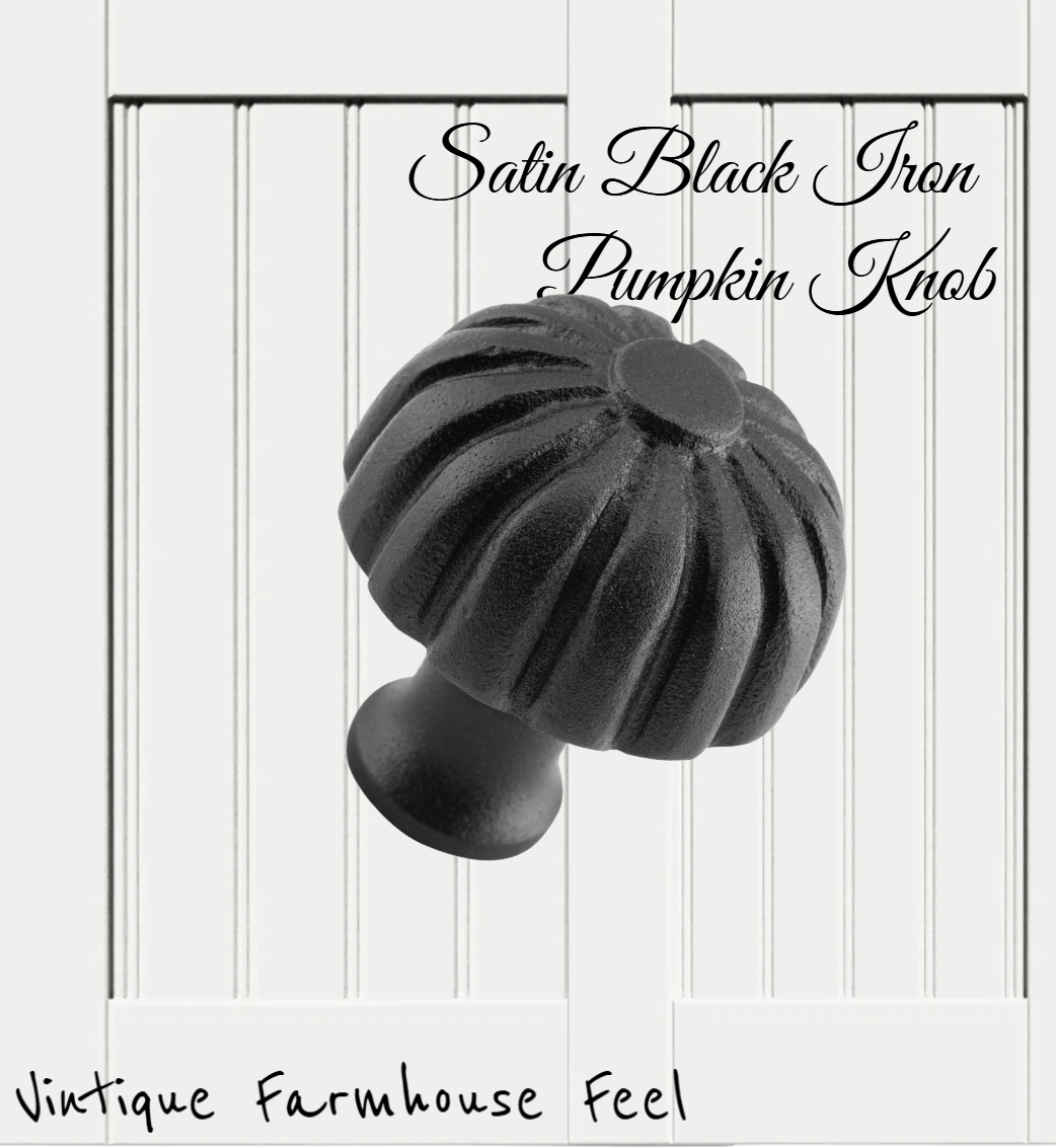 Farmhouse Satin Black Iron Pumpkin Knob (2 sizes)-Vintique Concepts