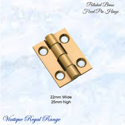 Solid Polish Brass Fixed Pin Butt hinge for cabinets (various sizes)-Vintique Concepts