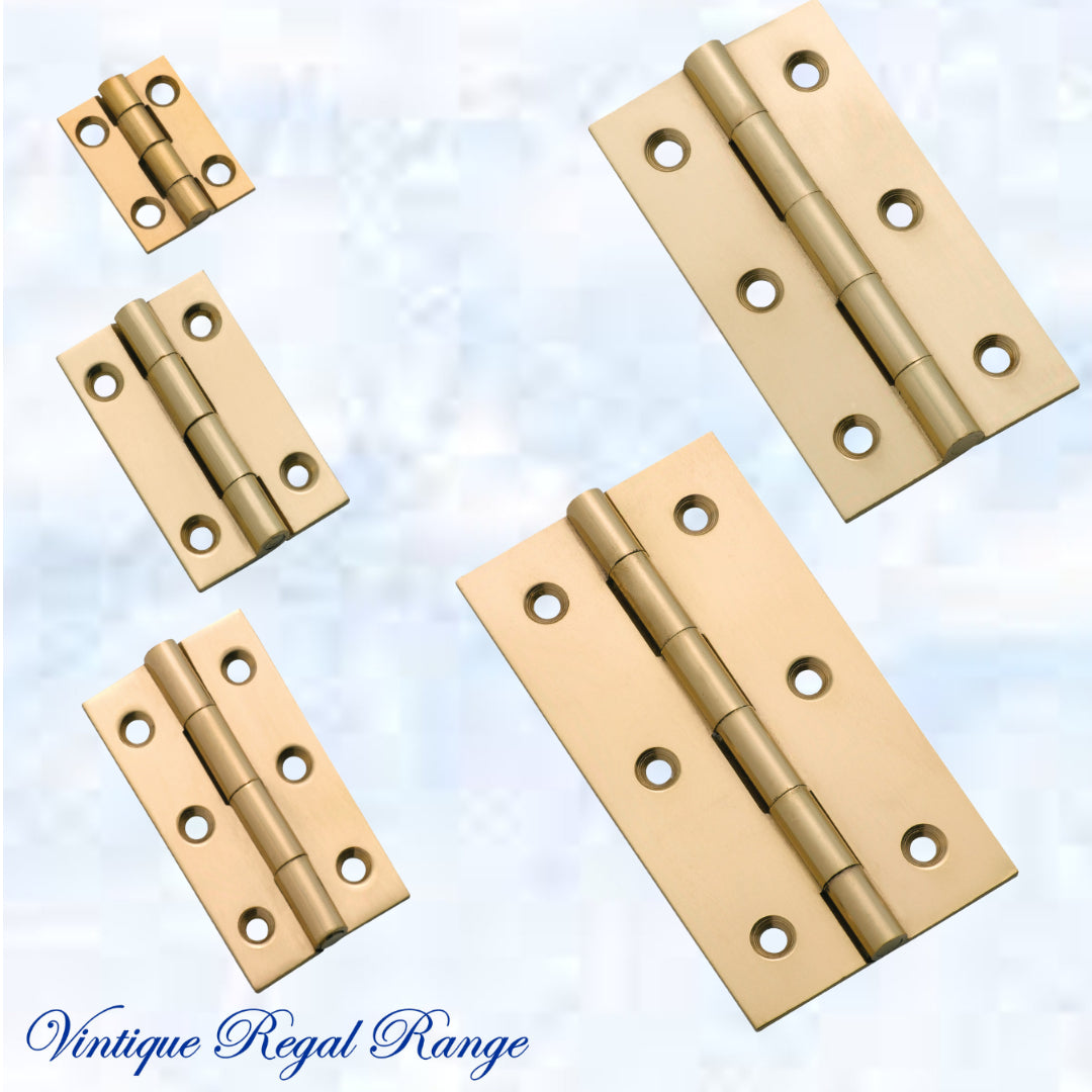 Solid Polish Brass Fixed Pin Butt hinge for cabinets (various sizes)-Vintique Concepts