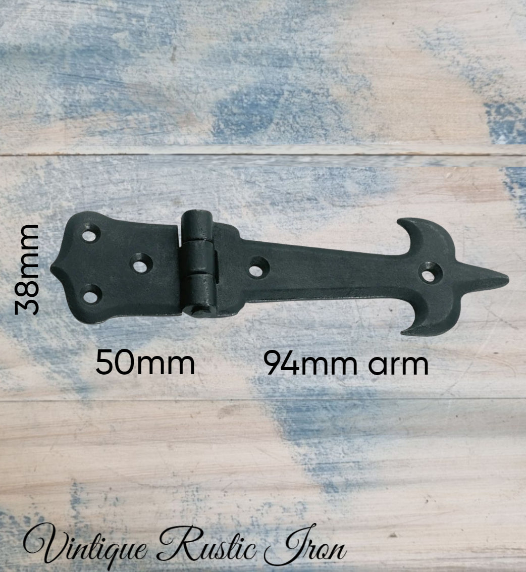 Rustic Iron Tower Long door or gate hinge 94mm arm