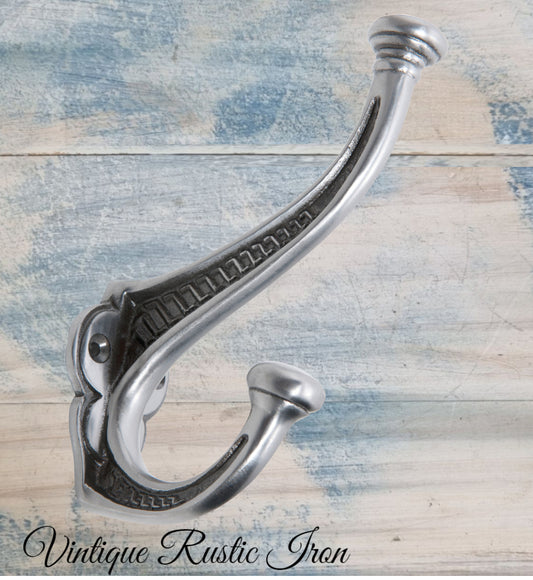 Heavy Cast Iron Button Polished Iron Coat & Hat Hook 145mm x 95mm-Vintique Concepts