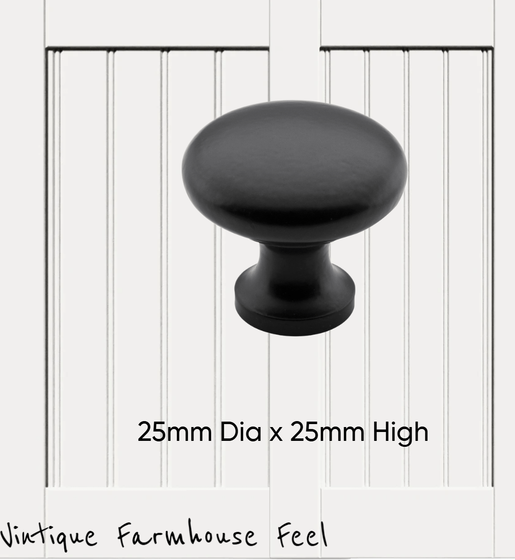 Farmhouse Satin Black Iron Smooth round (3 sizes)-Vintique Concepts