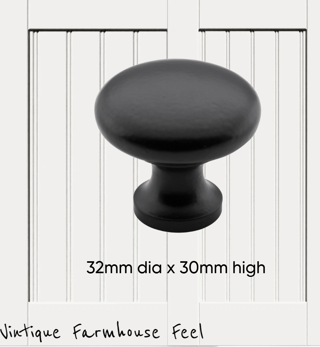 Farmhouse Satin Black Iron Smooth round (3 sizes)-Vintique Concepts