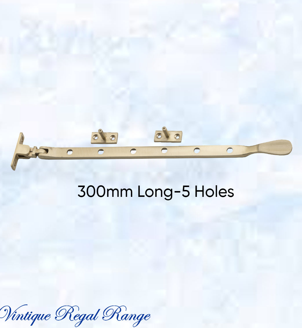 Standard Brass window stay 300mm with 5 holes-Base Fixed-Vintique Concepts