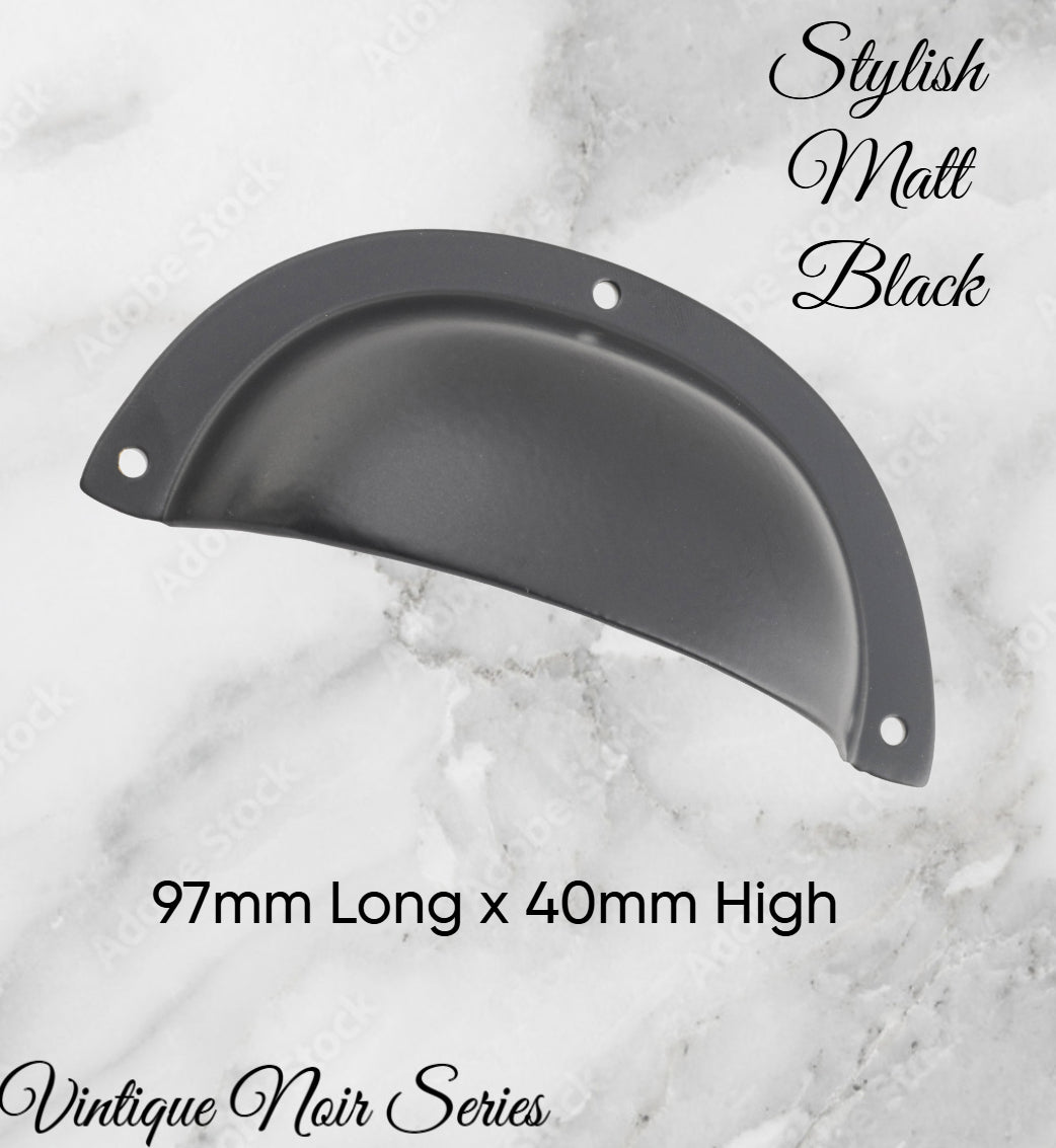 Noir series Matt Black Classico smooth Cup Drawer pull-Vintique Concepts