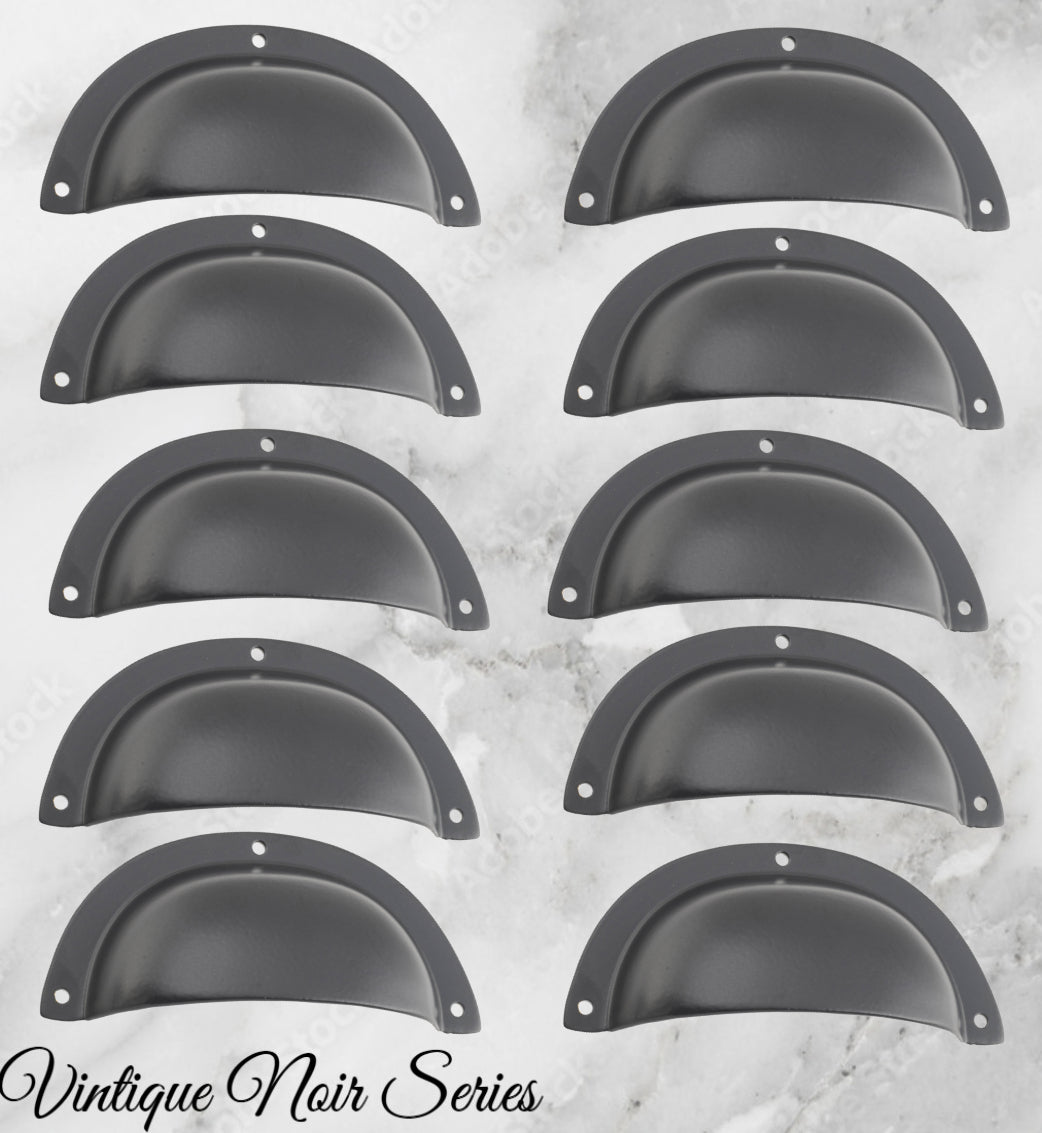 Noir series Matt Black Classico smooth Cup Drawer pull-Vintique Concepts