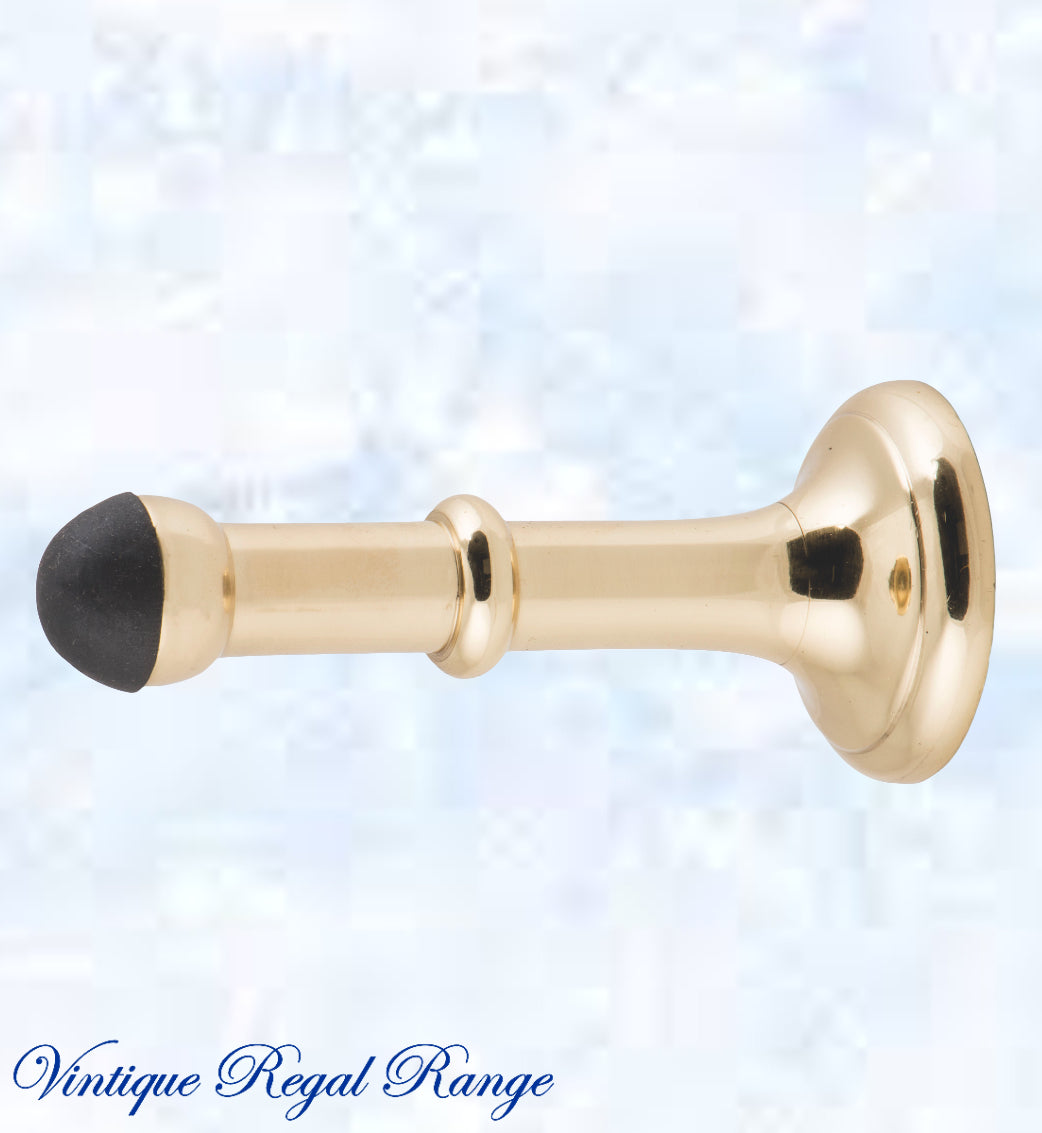 Polished Brass Classic rubber door stop 100mm Long